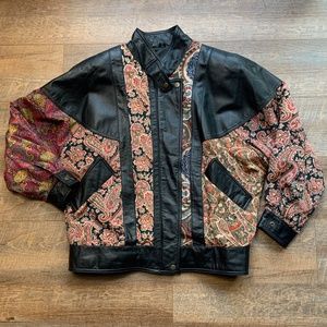 Women's International Outerwear Leather and Polyester Paisley Retro Sz Medium